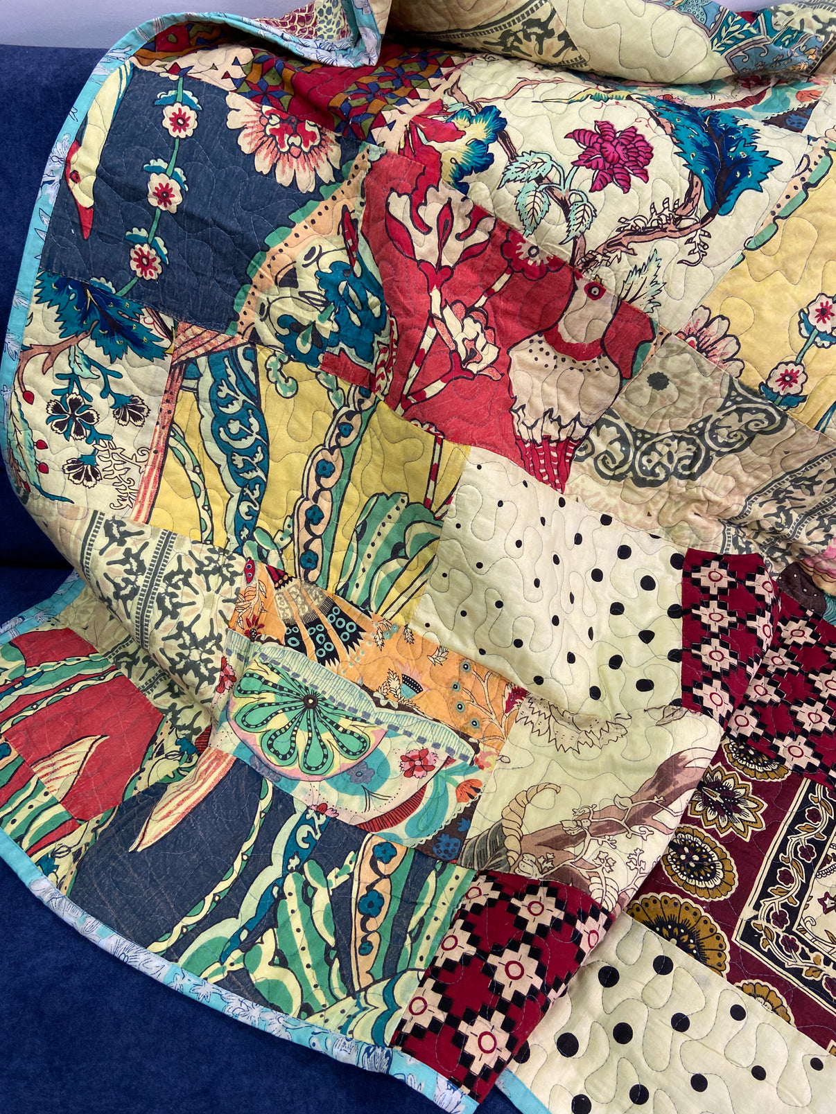 Patchwork Colourful Reversible Quilted Bedspread - Nakhrro