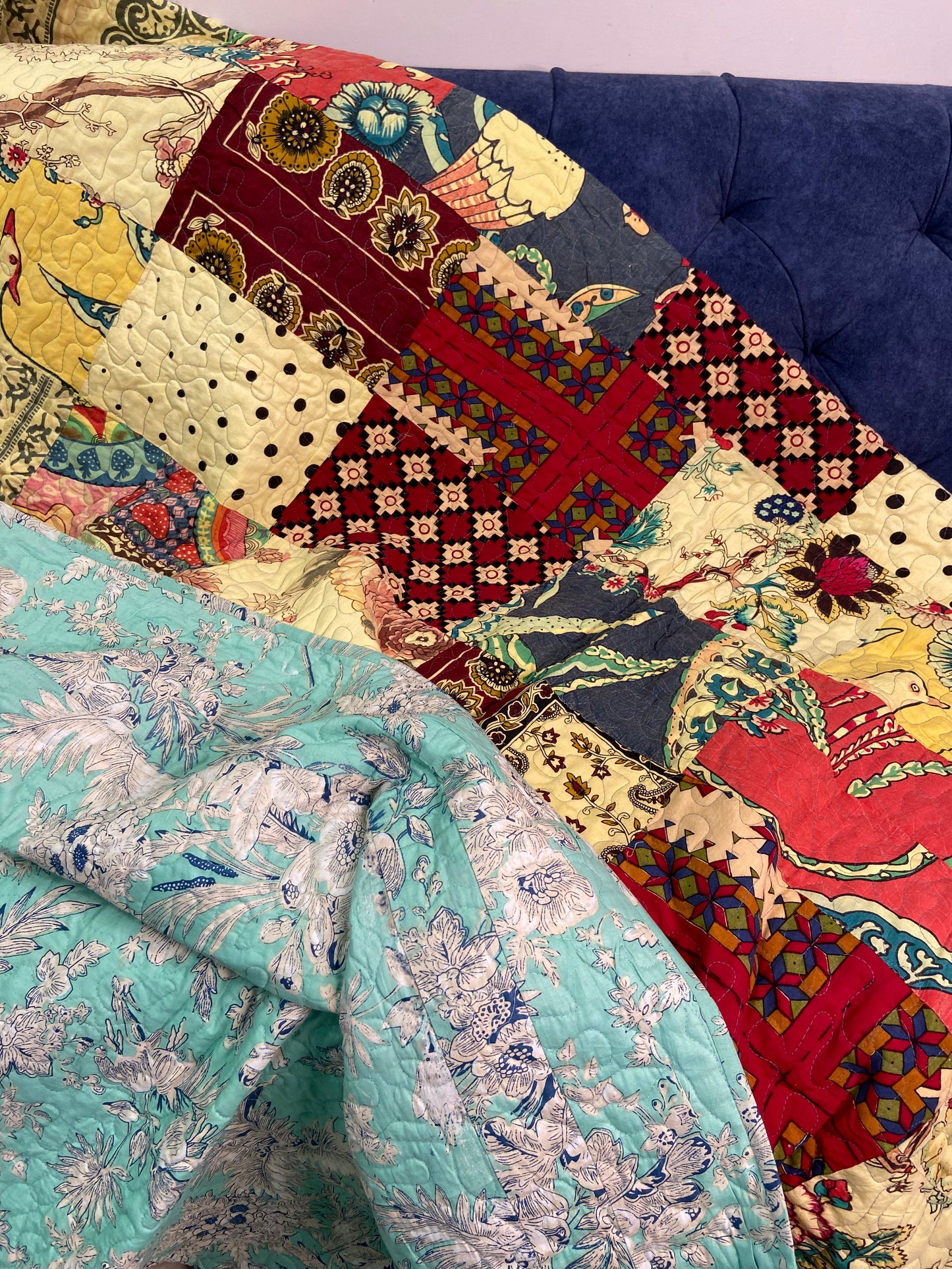 Patchwork Colourful Reversible Quilted Bedspread - Nakhrro