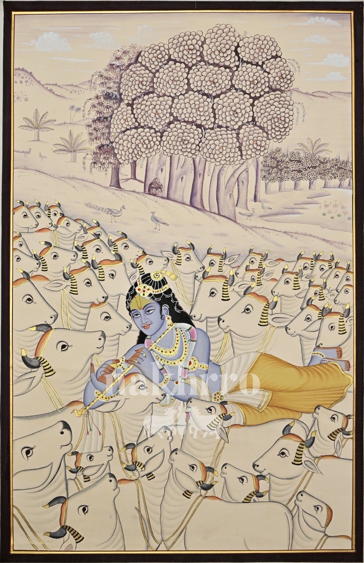 Krishna Among the Cows, full artwork with Nakhrro watermark