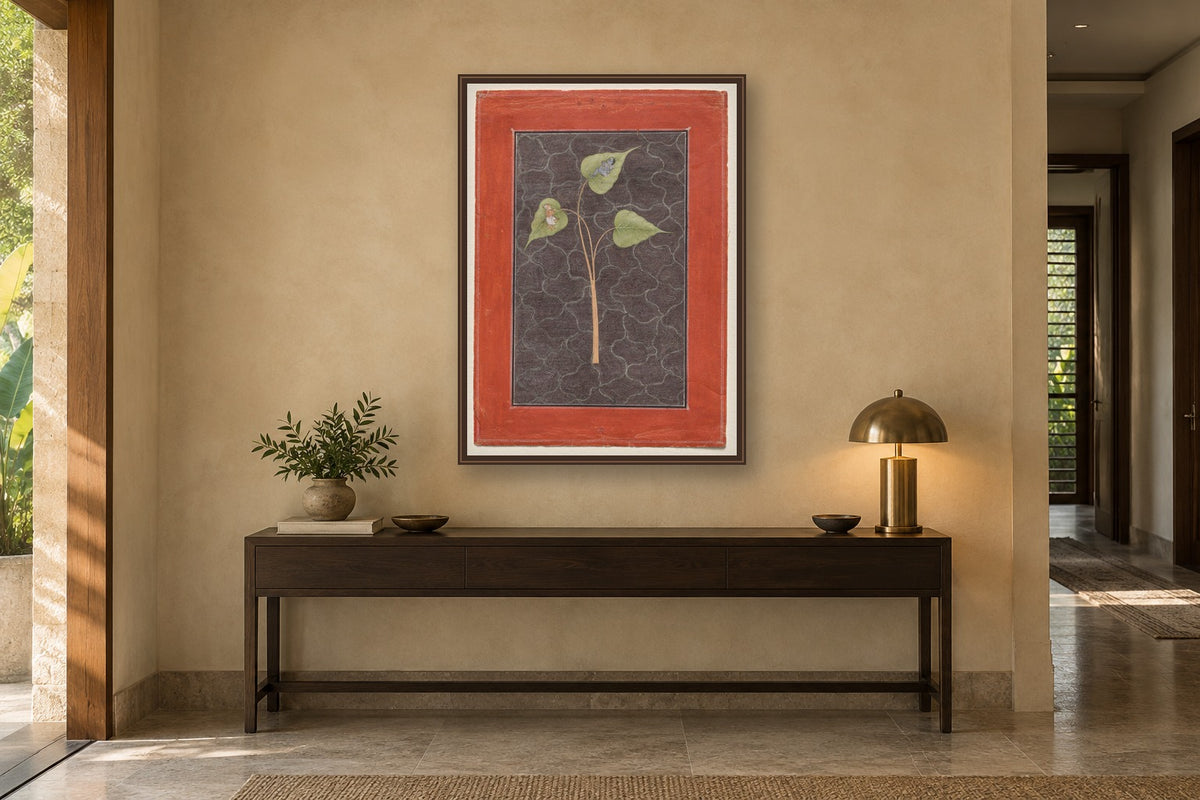 Krishna on the Peepal Leaf with Brahma in an entryway