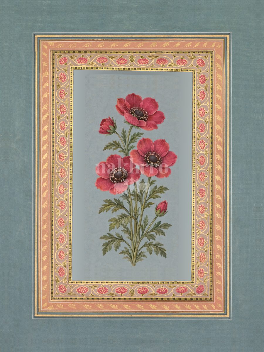 Surkh — Carmine Anemone Mughal-inspired floral art print