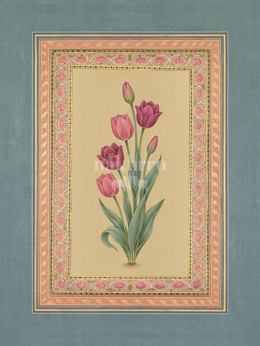 Gulabi Lala — Rose Tulip Mughal-inspired floral art print