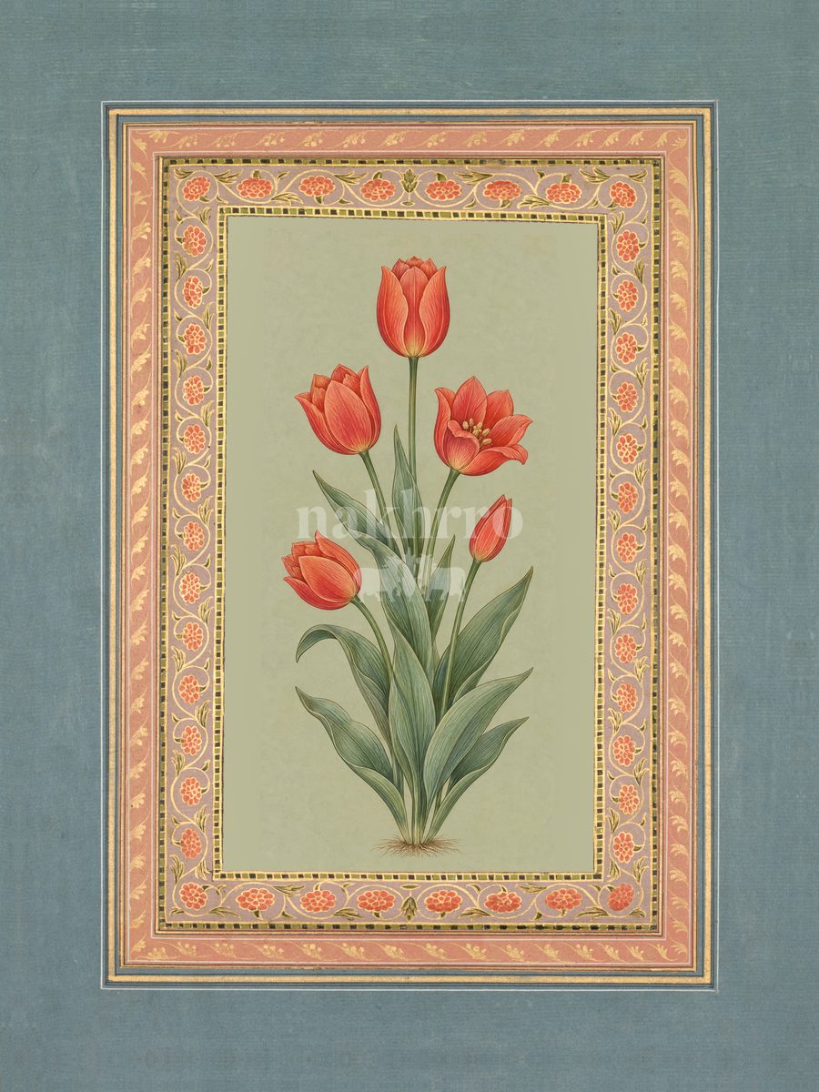 Surkh Lala — Vermilion Tulip Mughal-inspired floral art print