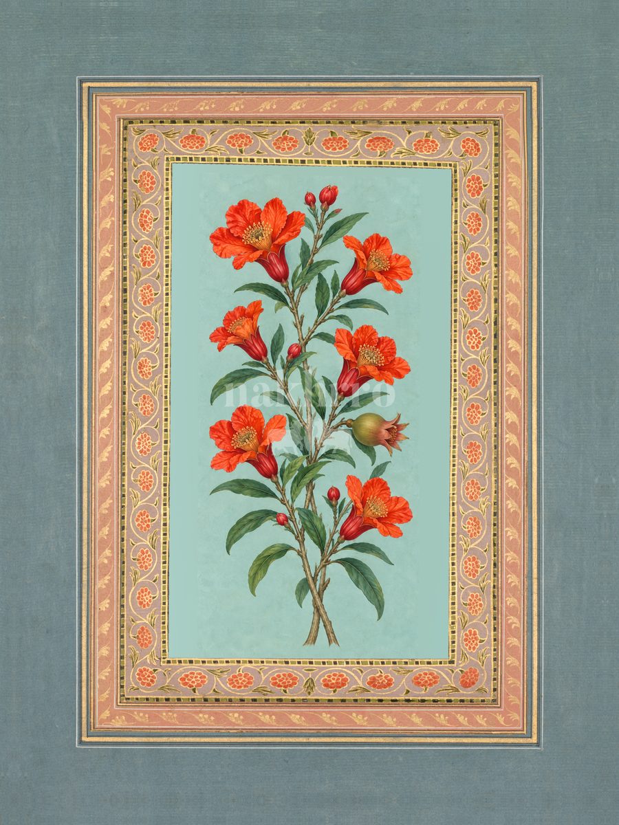 Anar ke Phool — Pomegranate Blossom Mughal-inspired floral art print