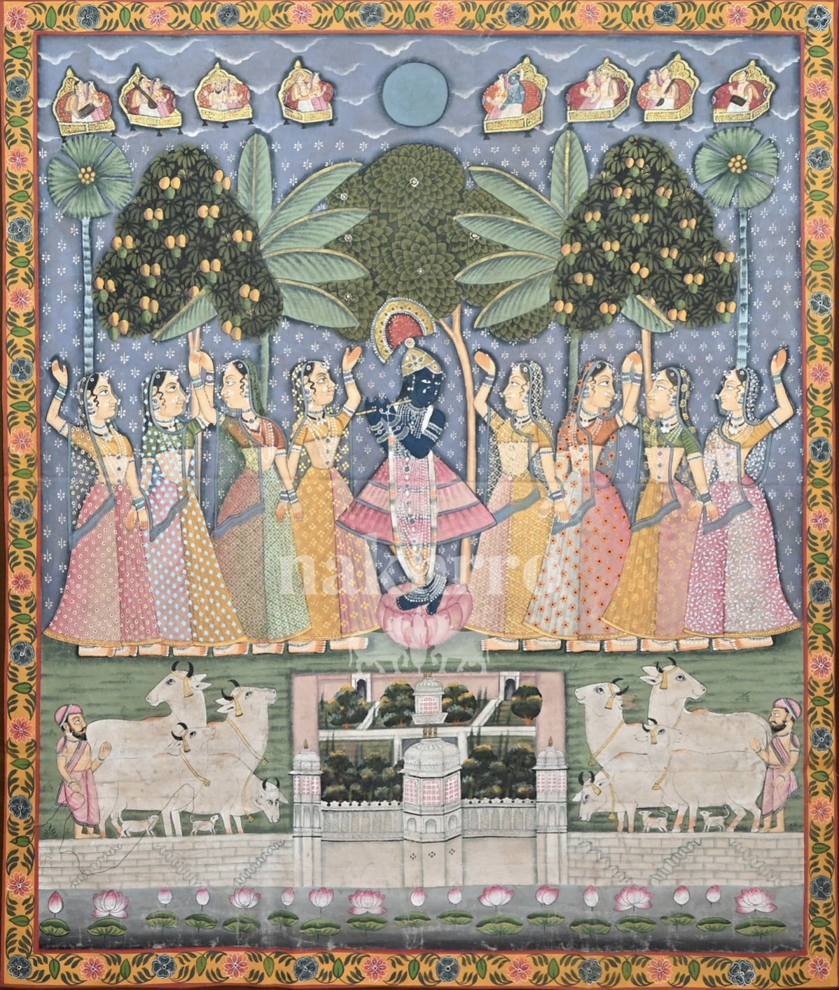 Krishna Raas beneath the Moon — original hand-painted artwork