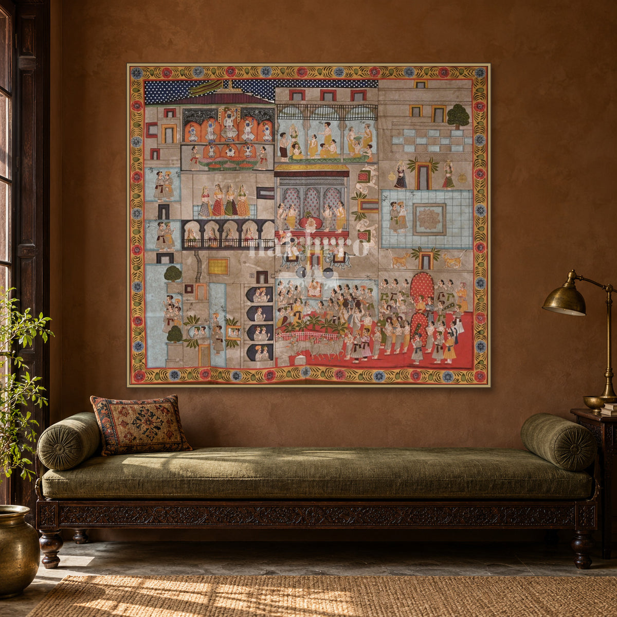 Nathdwara Temple Courtyard Scenes — Indian luxury interior styling, slim frame, room 2