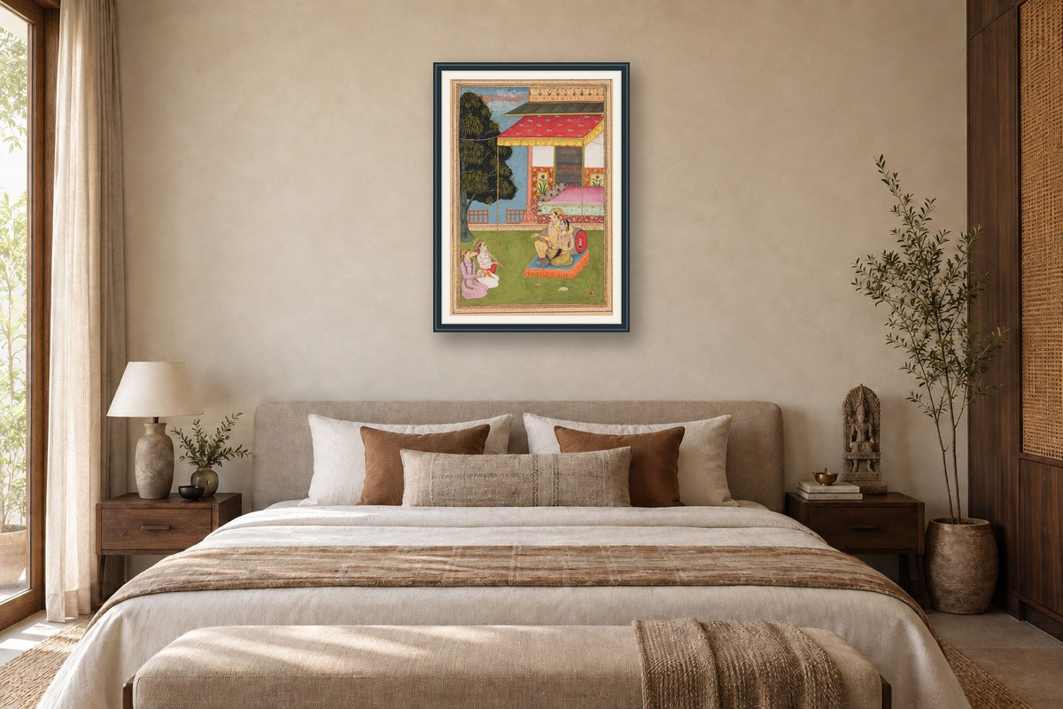 Royal Couple with Musicians museum-grade art print in a bedroom