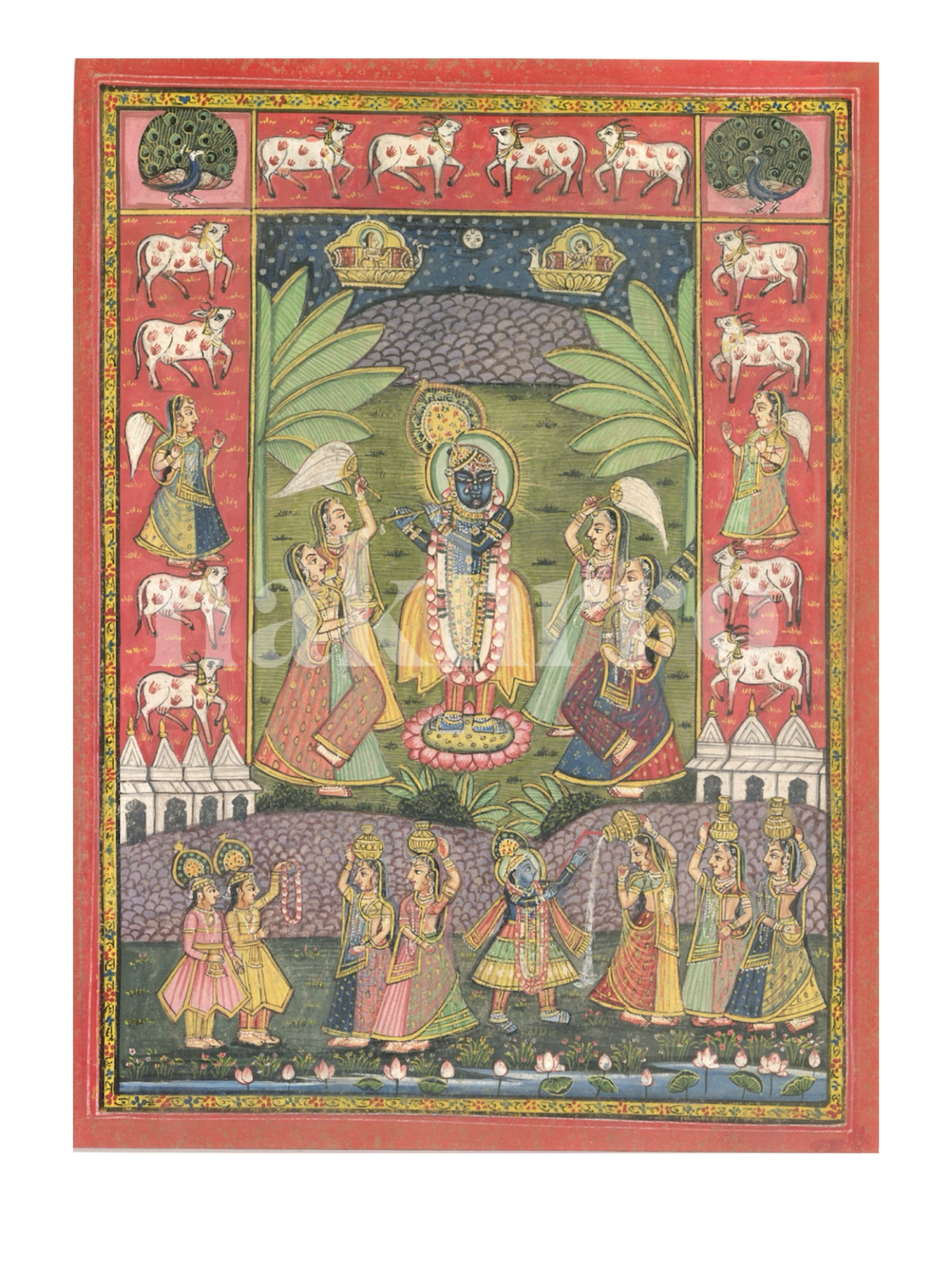 Shrinath Ji Pichwai Holi Scene - Nakhrro