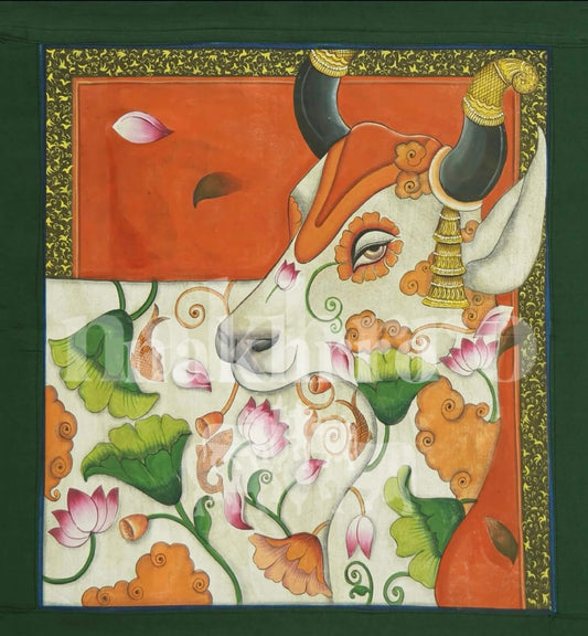 Kamdhenu Pichwai with Lotus Motifs