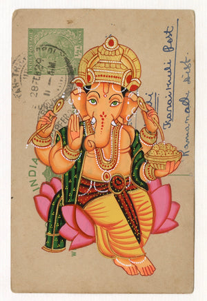Diwali Ganesha On Lotus Postcard - Nakhrro
