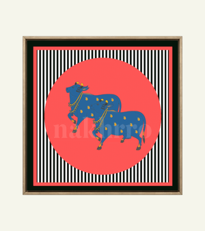 Pop Culture Kamdhenu in Hot Pink – Archival Cow Wall Art - Nakhrro