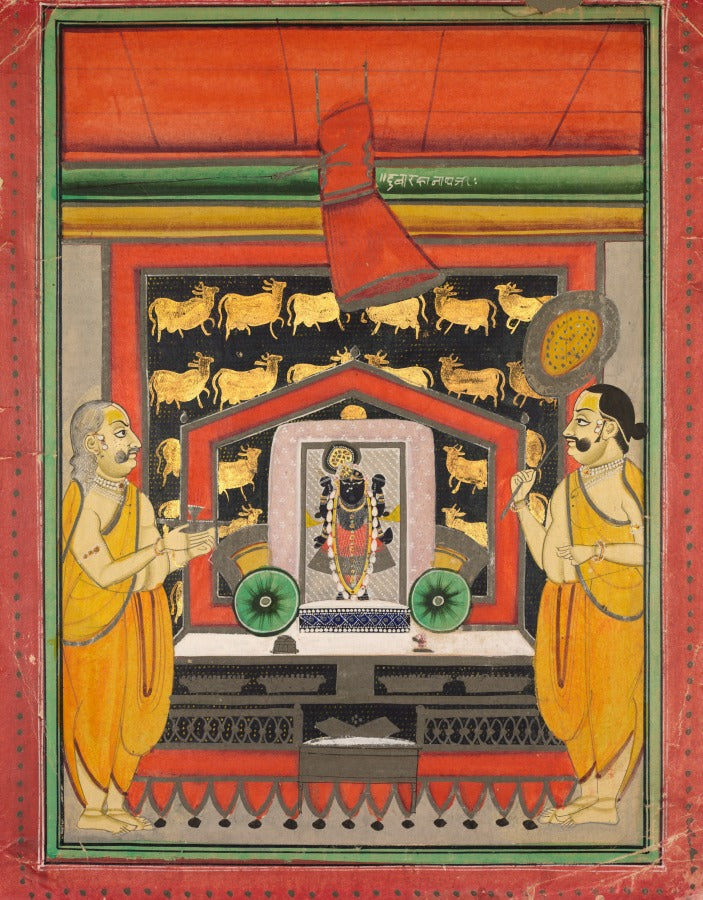 Shrinathji Temple Darshan – Nathdwara-Style Miniature Art Print - Nakhrro