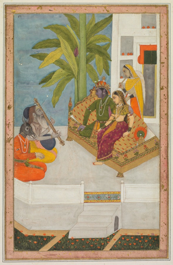 Rama and Sita with Sage Valmiki – Archival Miniature Art Print - Nakhrro