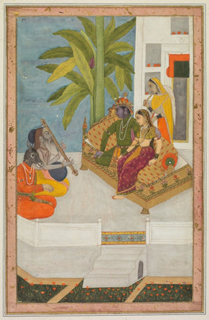 Rama and Sita with Sage Valmiki – Archival Miniature Art Print - Nakhrro