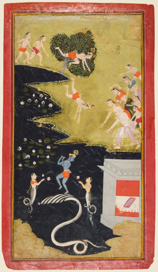 Krishna Dancing on Kaliya- Subdues Serpent in Yamuna Scene