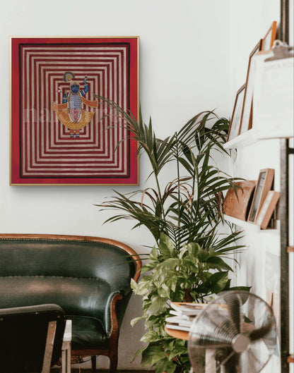 Deep Red Lotus Grid – Contemporary Pichwai Wall Art (Museum-Grade) - Nakhrro