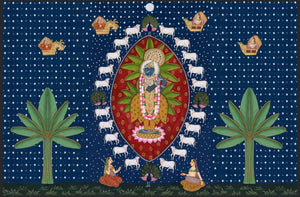 Sharad Poornima Gopashtami Krishna Blue Pichwai - Nakhrro