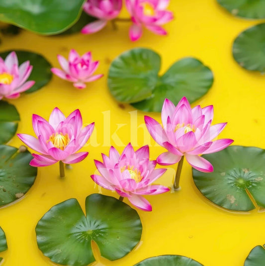 Yellow Pink Laxmi Ji Lotus Vastu Wall Art
