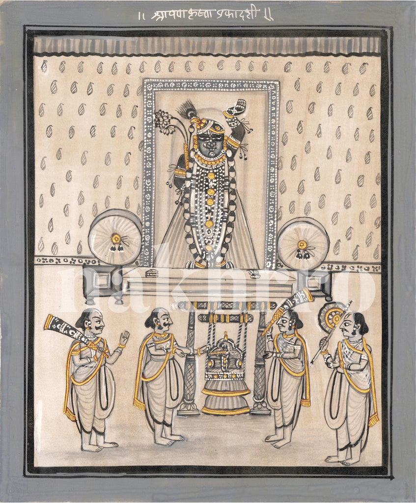 Black & White Shravan Krishna Ekadashi Minimalistic Pichwai - Nakhrro