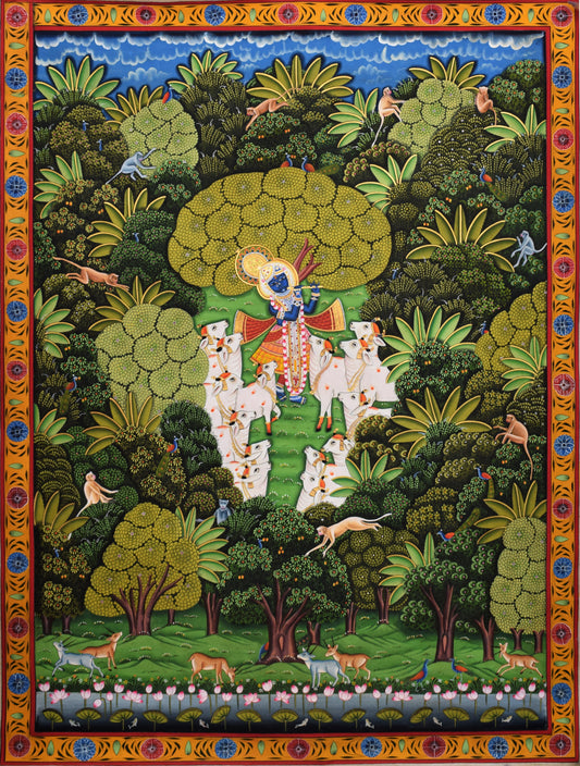 Krishna Raas Vrindavan Pichwai - Nakhrro