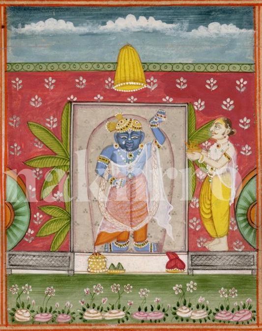 Red Shrinath Ji Darshan Pichwai