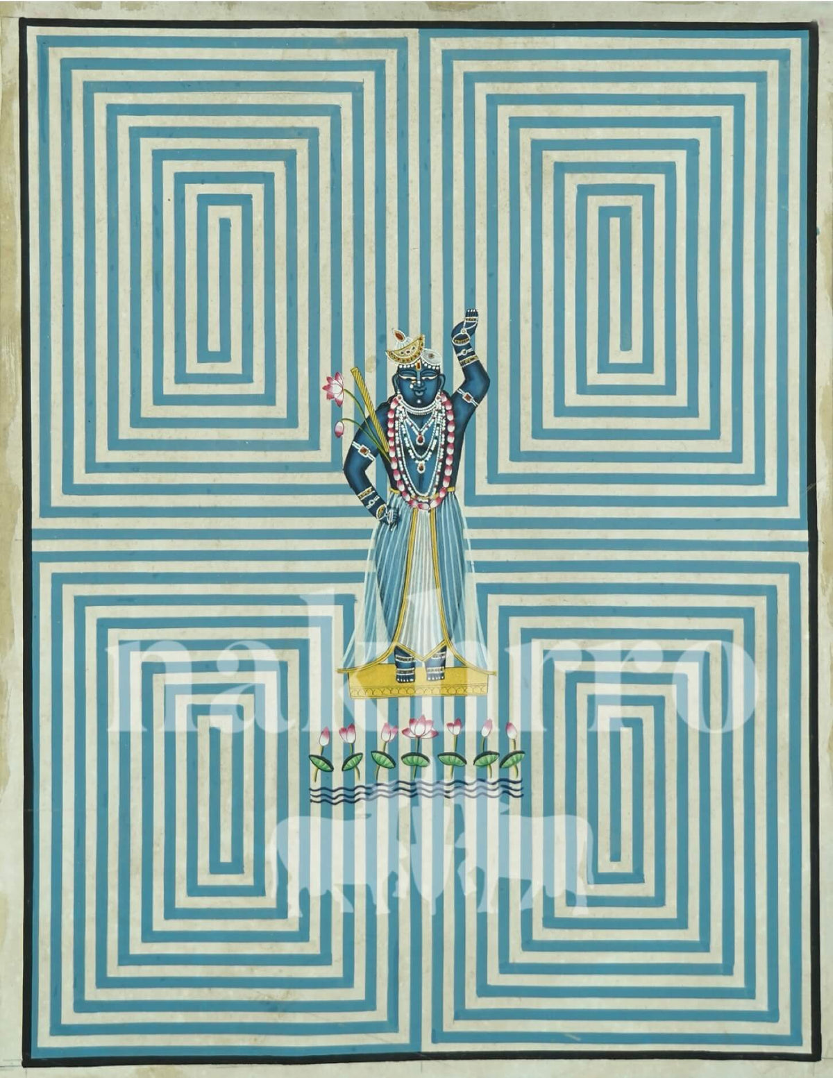 Blue Contemporary Geometric Pichwai