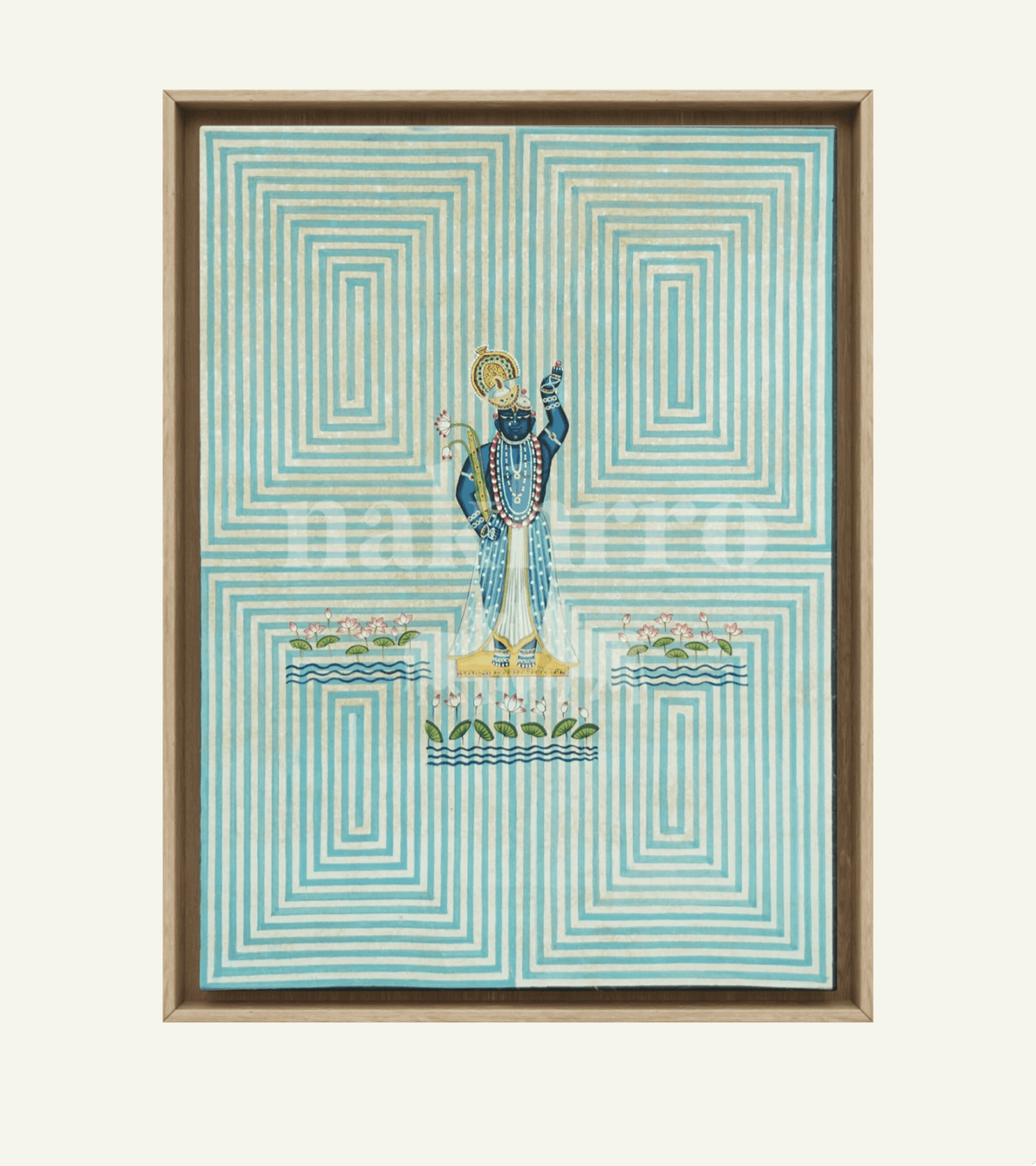 Shrinathji Contemporary Geometric Pichwai Painting Hand-Painted Krishna Art on Cloth — product view 3