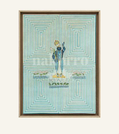 Shrinathji Contemporary Geometric Pichwai Painting Hand-Painted Krishna Art on Cloth — product view 3