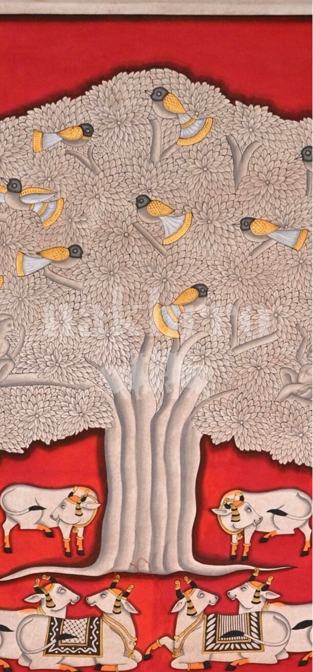 Kalpavriksha Tree of Life – Hand-Painted Original | 3 × 4 ft Indian Art — product view 3