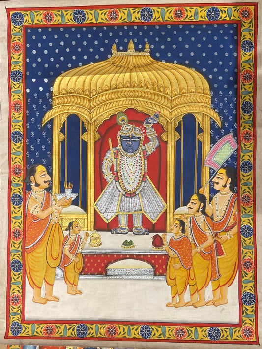 Shrinath Ji Winter Darshan Contemporary Pichwai Antique Finish - Nakhrro