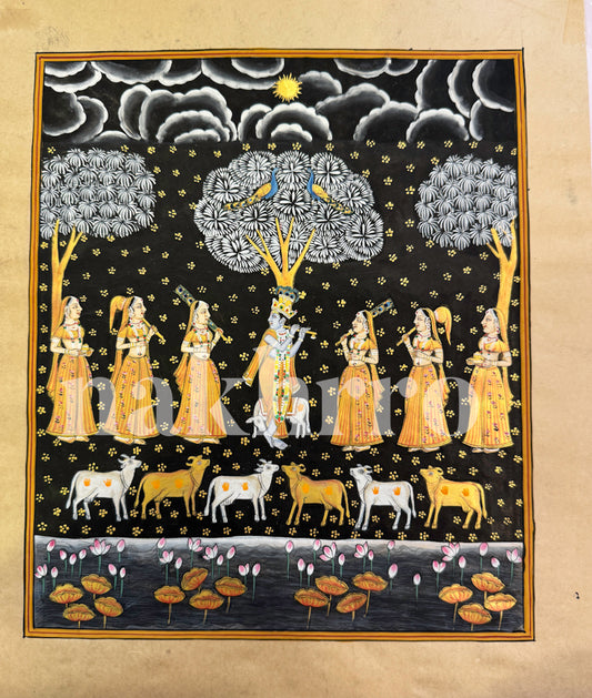 Full Moon Night Krishna With Gopis