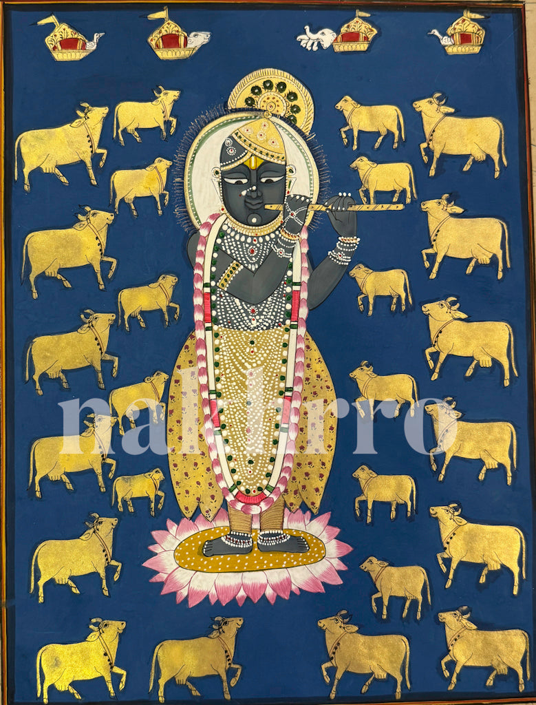 Blue Shrinath Ji & Golden Cows - Nakhrro