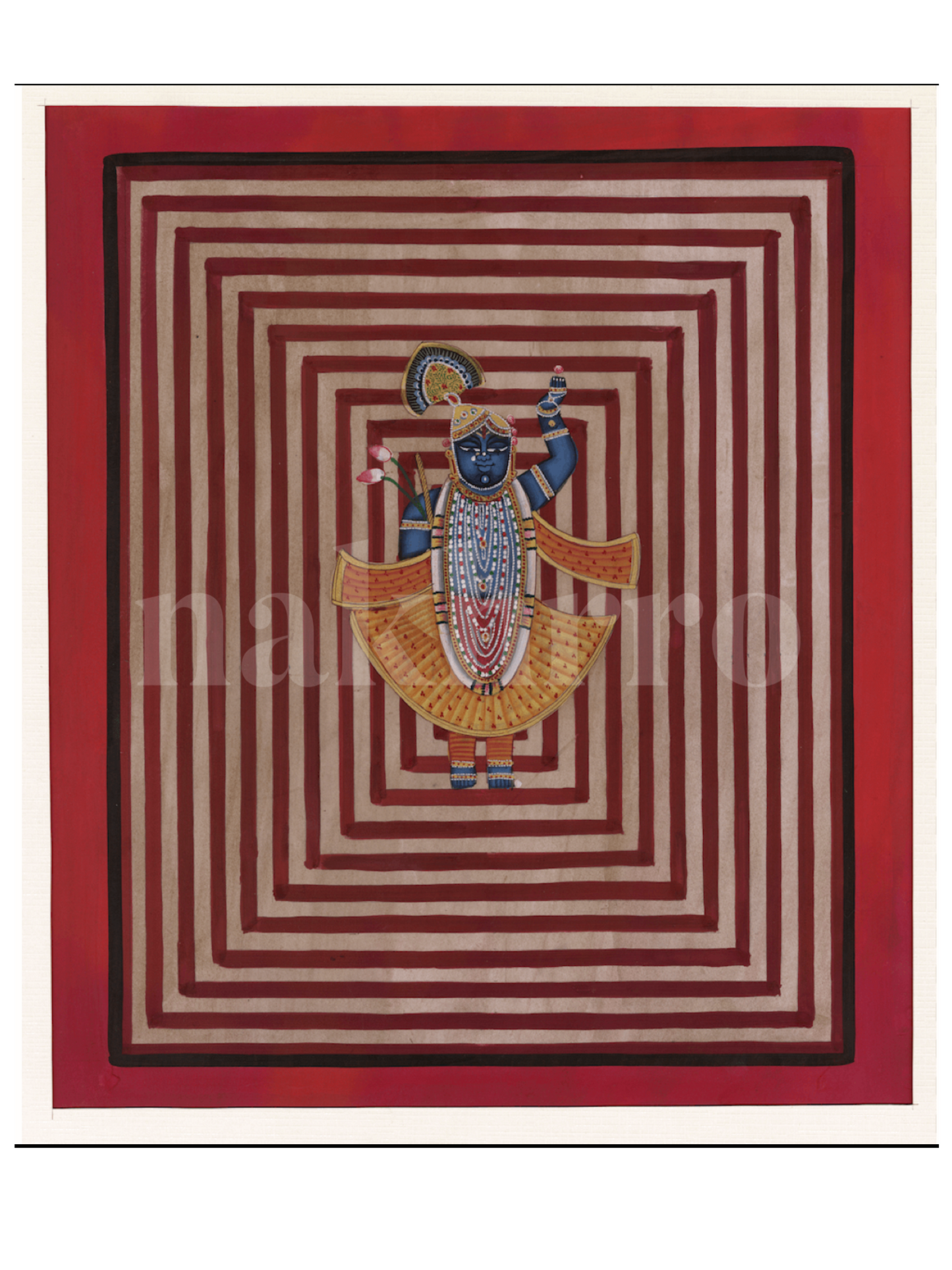 Geometric Deep Red Contemporary Pichwai