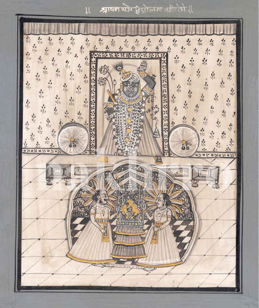 Black & White Shravan Utsav Minimalistic Pichwai