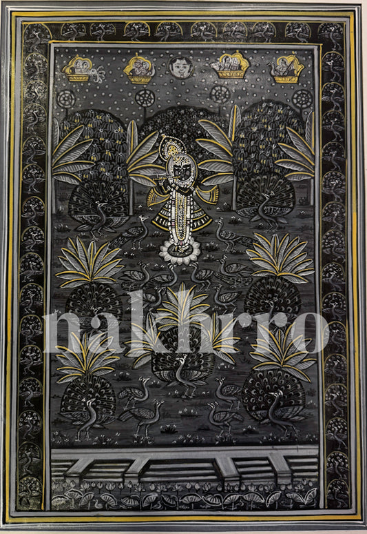 Black & White Shrinath Ji Nidhivan Pichwai