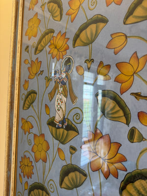 Framed Krishna On Blue Lotus Pond - Nakhrro