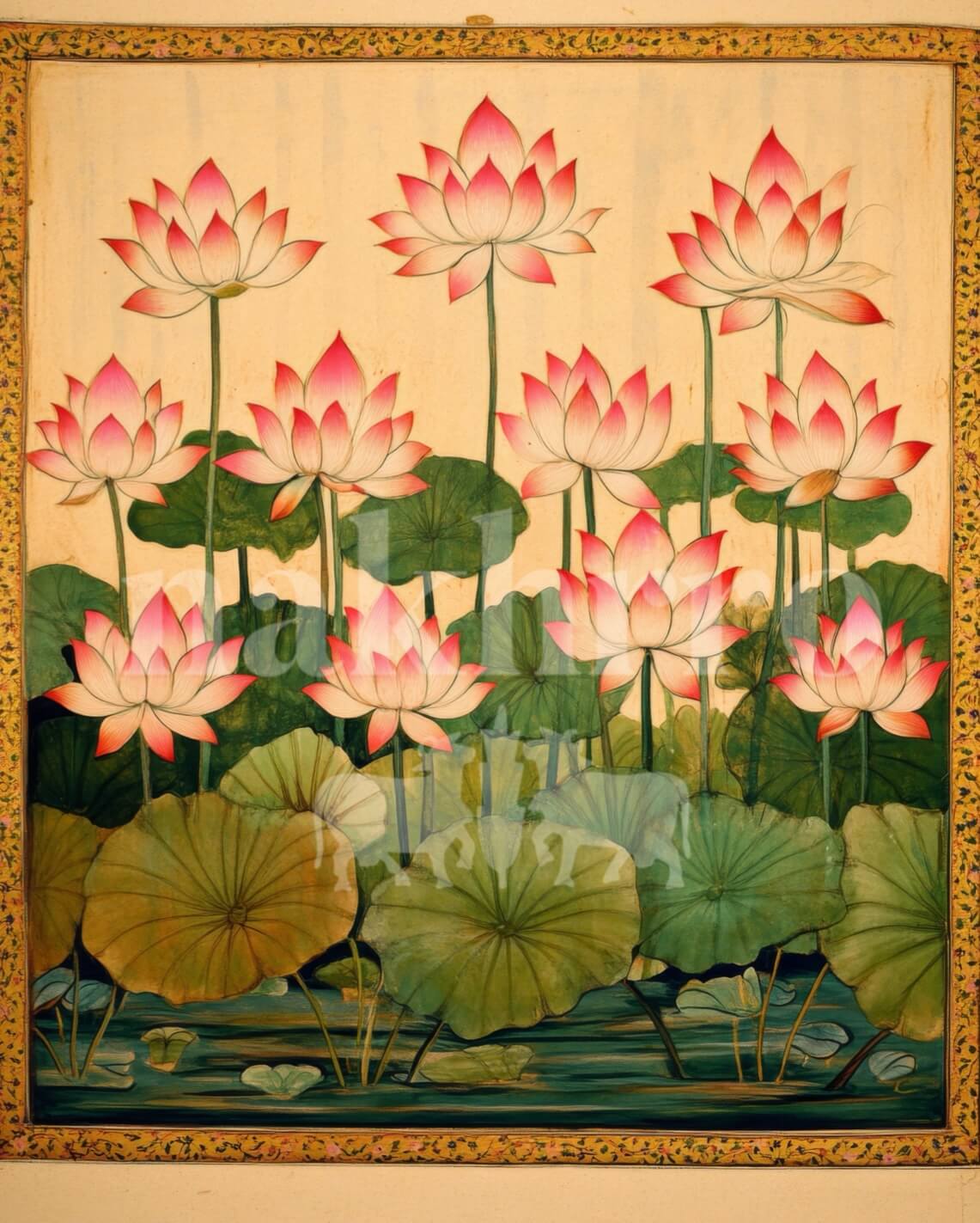 Vintage Lotus Pichwai - Nakhrro