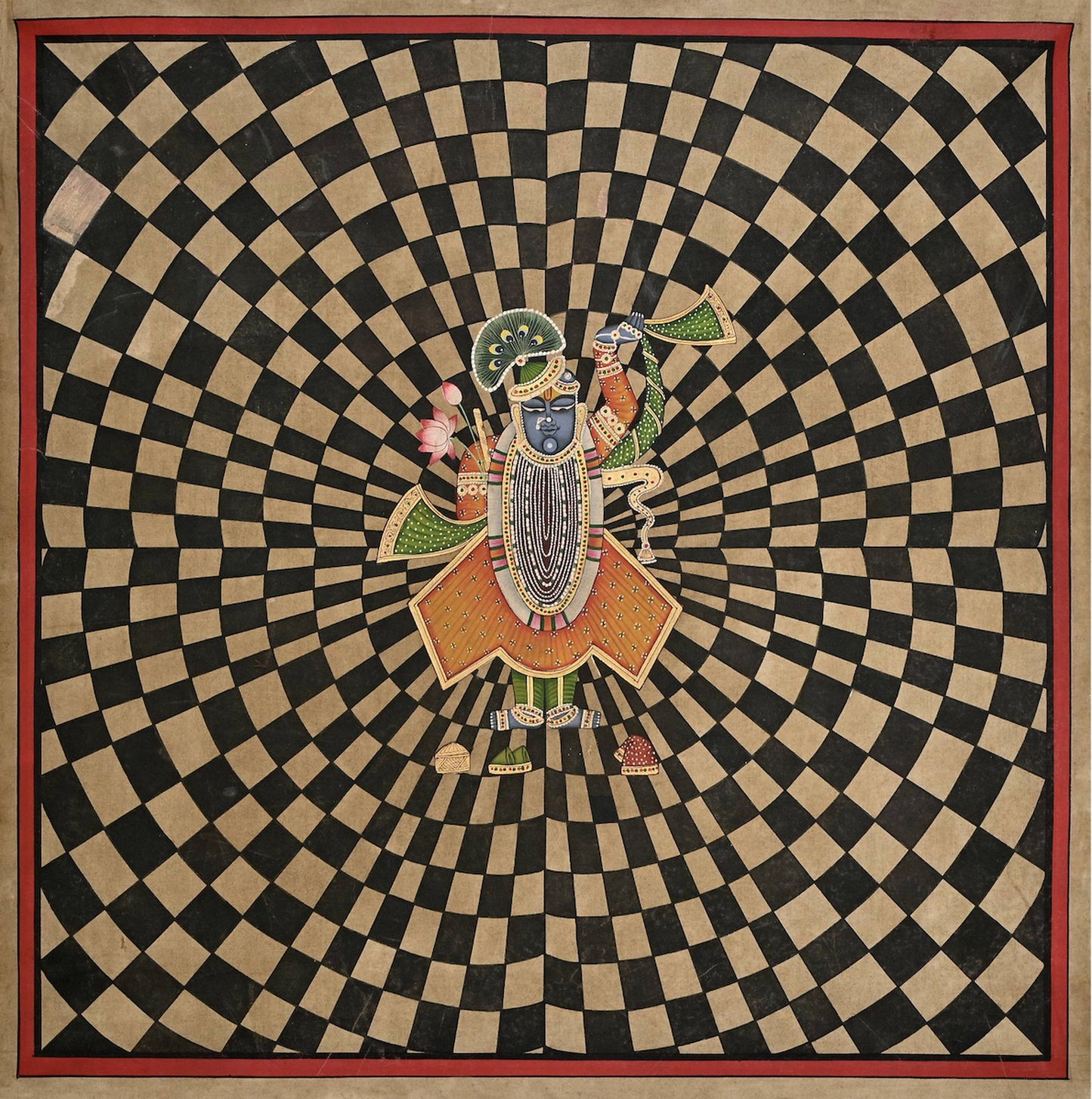 Shrinathji Checkerboard Optical Art Print | Museum-Grade Archival Print
