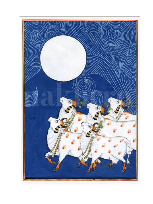 Full Moon Blue Gopasthami Night Pichwai