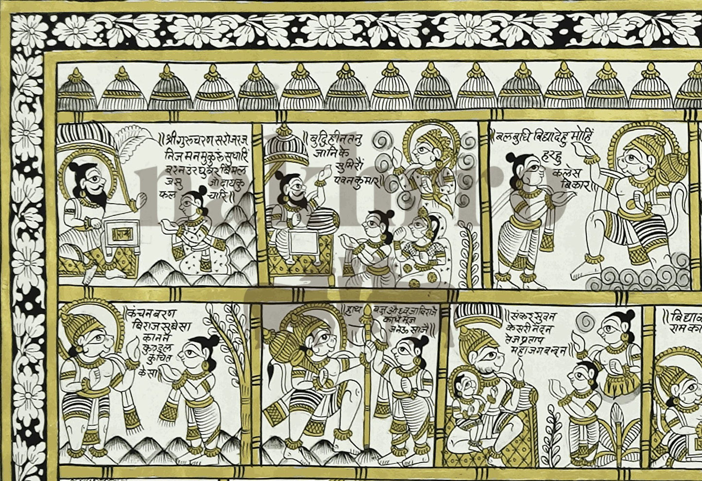 Hanuman Chalisa Illustrated | Archival Phad Art Print - Nakhrro