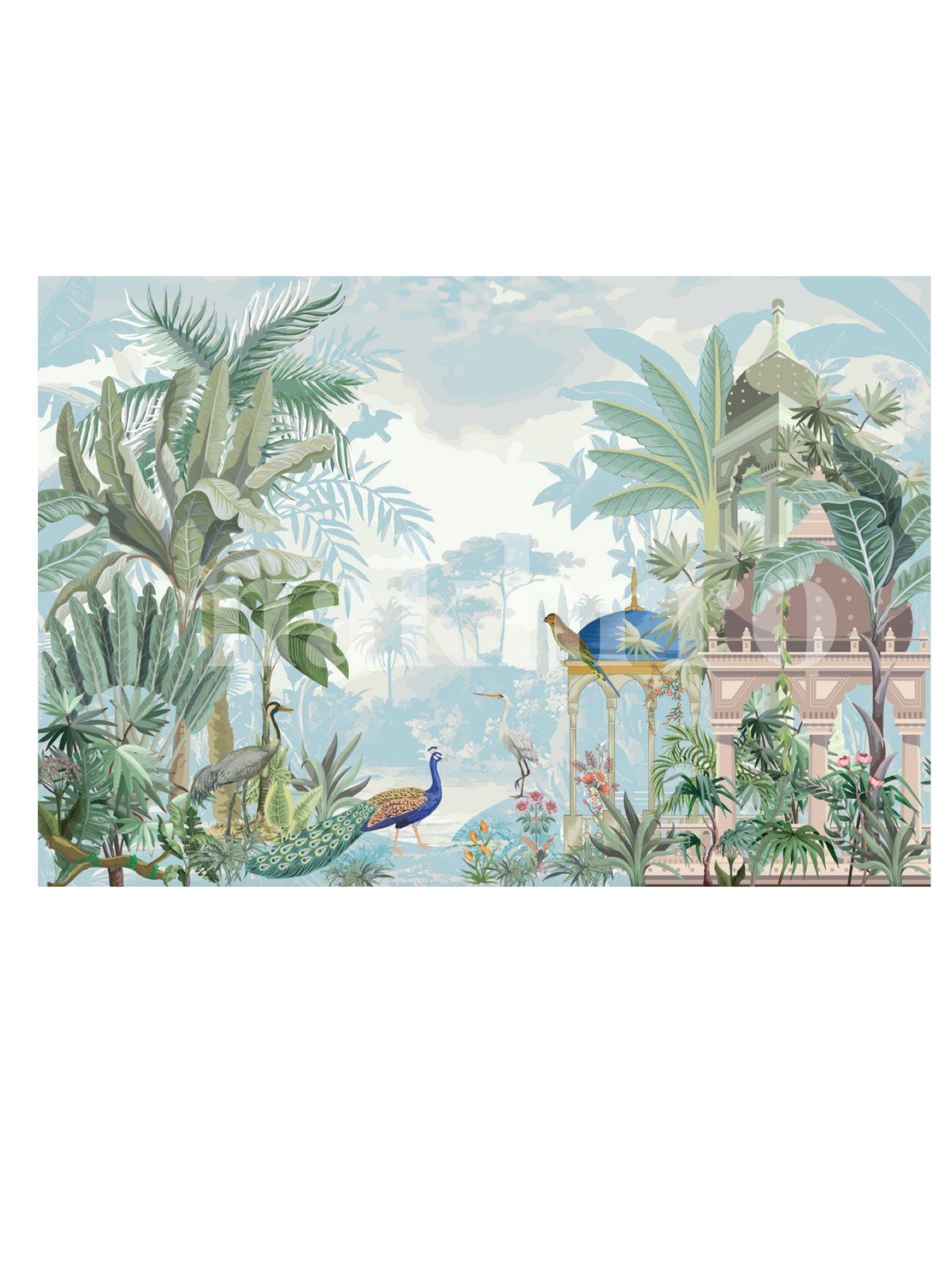 Life Around Nidhivan Garden Horizontal Nature Pichwai