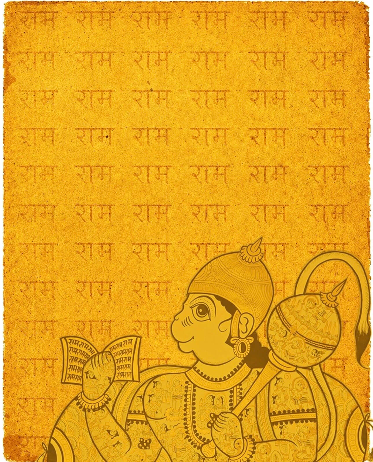 Hanuman with Ram Naam | Devotional Wall Art for Pooja Room and Living Room - Nakhrro