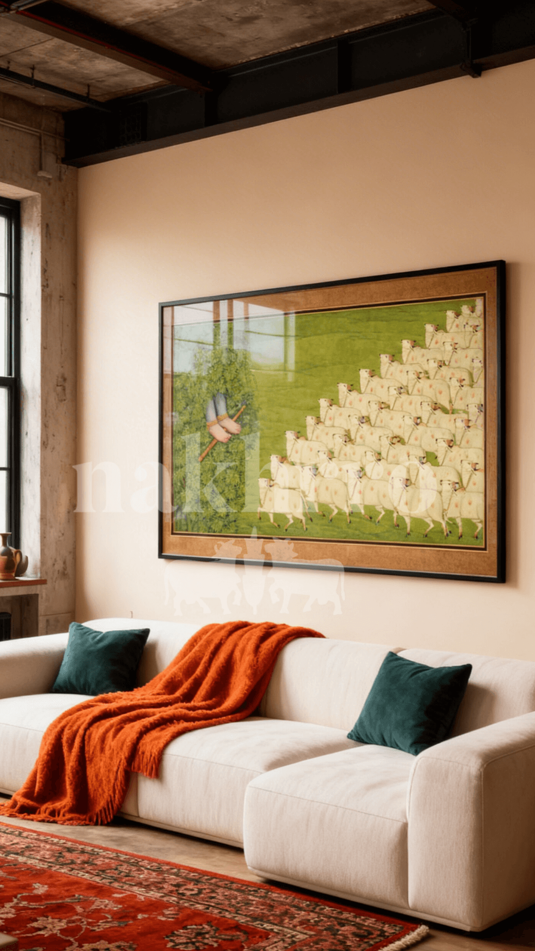 Krishna Kalpavriksha Kamdhenu Cow Museum-Grade Art Print | Indian Art