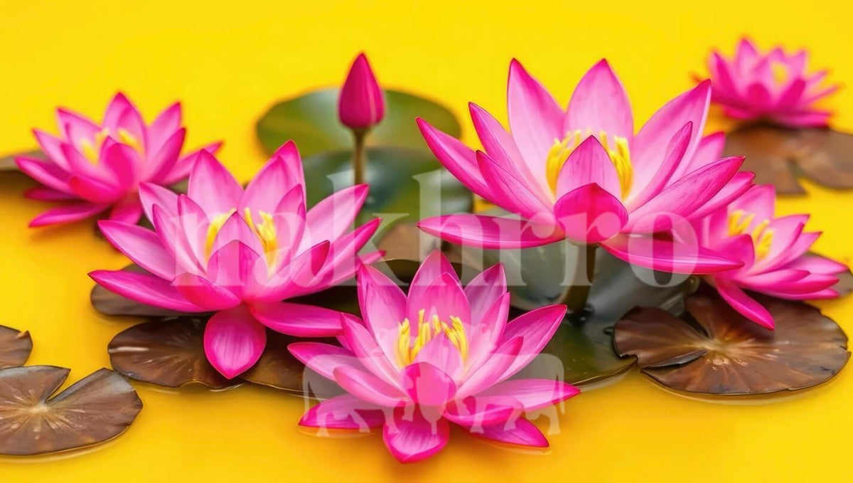 Yellow Pink Laxmi Lotus Vastu Wall Art - Nakhrro