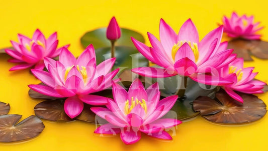 Yellow Pink Laxmi Lotus Vastu Wall Art
