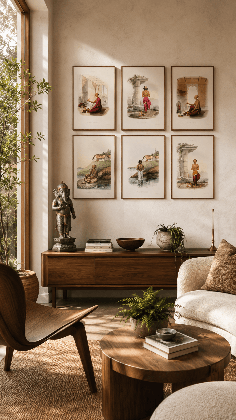 Pundits of India Set of 6 | Antique Hindu Prints | Gallery Wall Art for Living Room - Nakhrro