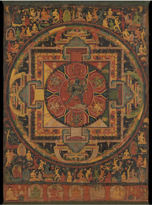 Hevajra Mandala — Vintage Tibetan Buddhist Sacred Geometry Thangka Print - Nakhrro