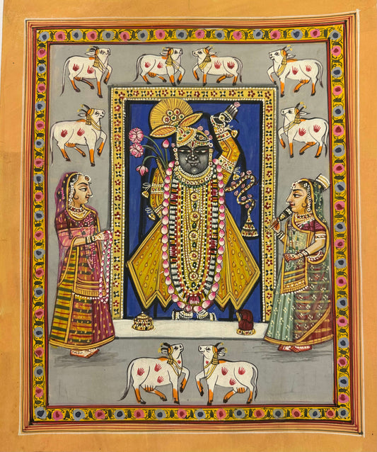 Blue Shrinath Ji Pichwai Contemporary Pichwai Antique Finish - Nakhrro