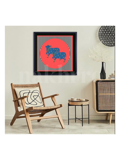 Pop Culture Kamdhenu in Hot Pink – Archival Cow Wall Art - Nakhrro