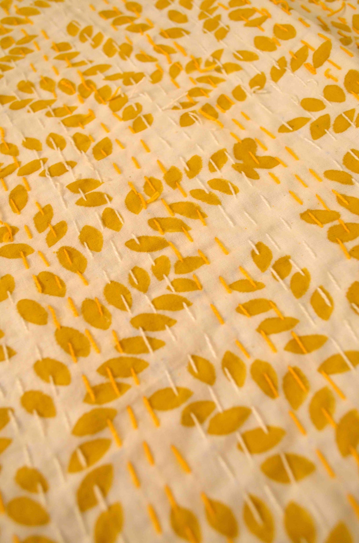 Yellow Floral Single Bed Queen Hand Embroidered Dohar - Nakhrro